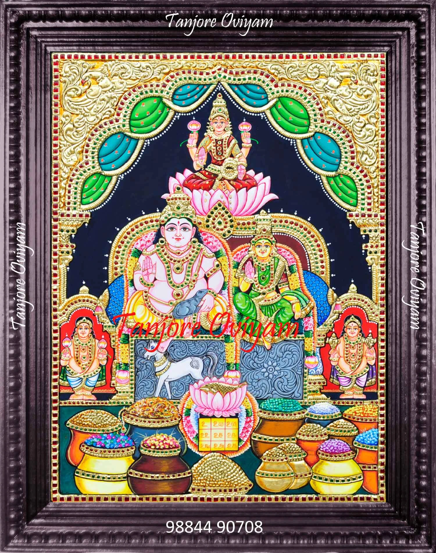 Colorful Kubera Lakshmi Tanjore painting